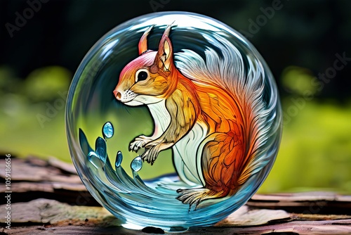 squirrels tail in glass like transparency vibrant glass photo