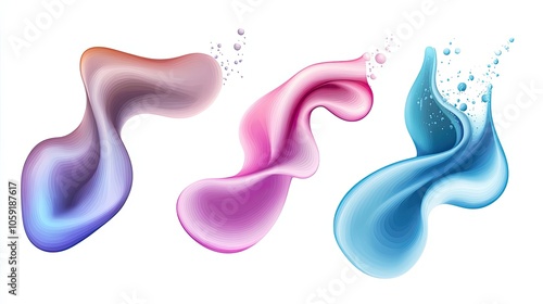 Abstract Swirling Liquid Shapes in Blue, Pink, and Purple Hues