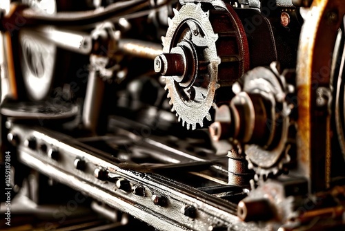 steam powered printing pressa close up of a steam powered printi photo