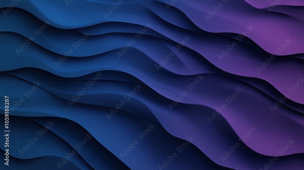 Obraz premium Abstract background featuring wavy layers in shades of blue and purple creating a smooth, flowing texture with a gradient effect.
