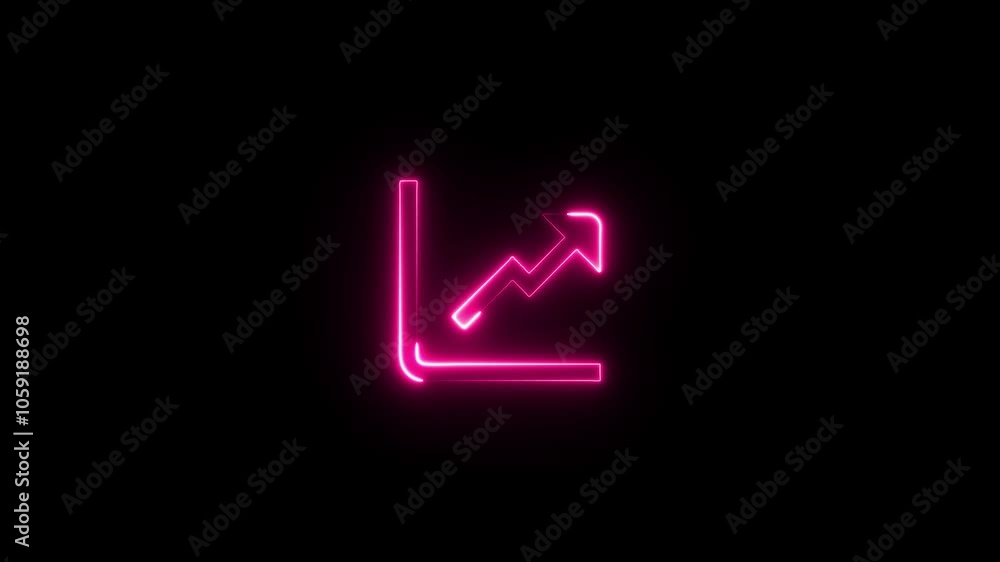 Glowing Neon Increase Up Profit Icon Isolated on Black Background 4k Motion Graphics Animation Glowing Neon Increase Up Profit Icon Isolated on Black Background 4k Motion Graphics Animation