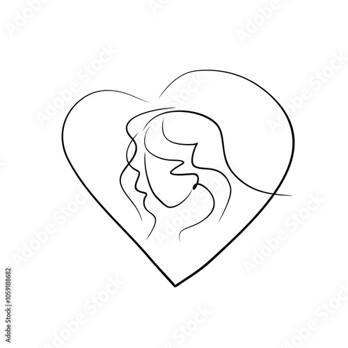 hairstyle logo. beauty salon icon. female face and lush hair