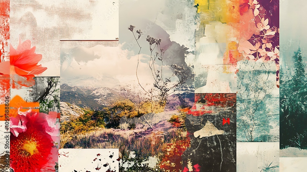 Fototapeta premium Vibrant Nature Collage with Artistic Elements
