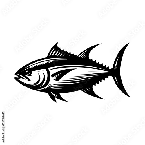 Tuna fish silhouette vector, Fish silhouette vector, Black fish icon silhouette illustration