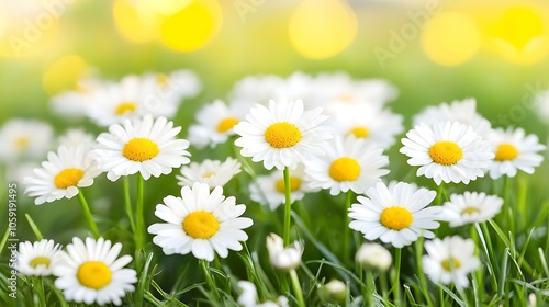 White Daisies in a Field Plain Textured Background for Web Design and Copy