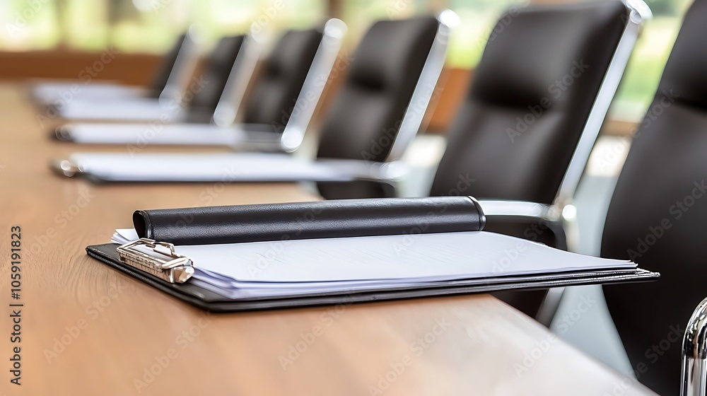 Meeting Room with Clipboard and Chairs Simple Neutral Background with Free Space for Design Meeting Room with Clipboard and Chairs Simple Neutral Background with Free Space for Design