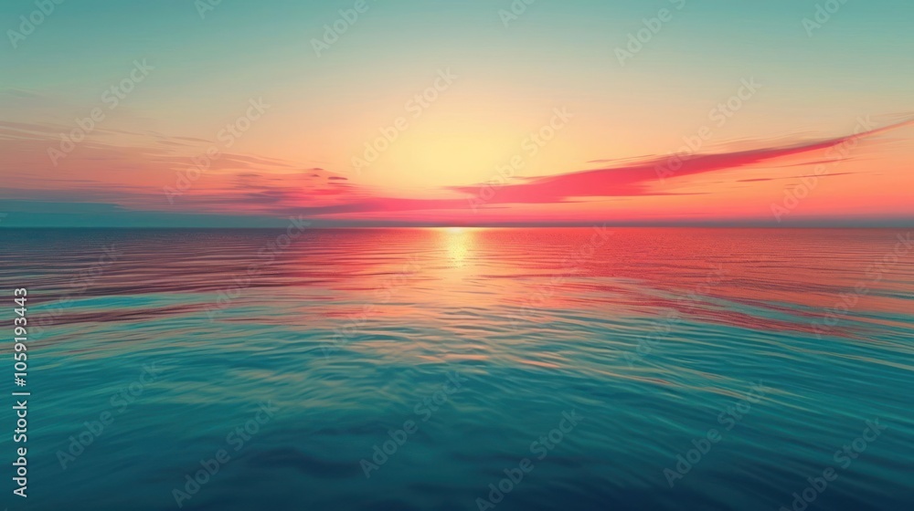 Obraz premium A beautiful image of the ocean during a vibrant orange and pink sunset,