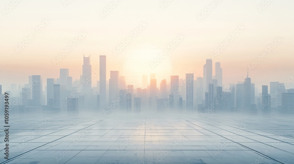 Urban Illusion: Commercial CBD Skyline with Exhibition Platforms and E-Commerce Under a Bright Sun Urban Illusion: Commercial CBD Skyline with Exhibition Platforms and E-Commerce Under a Bright Sun