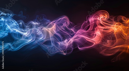 Abstract Colorful Smoke Swirls on Dark Background