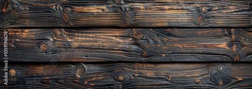 Closeup of Dark Brown Weathered Wood Planks