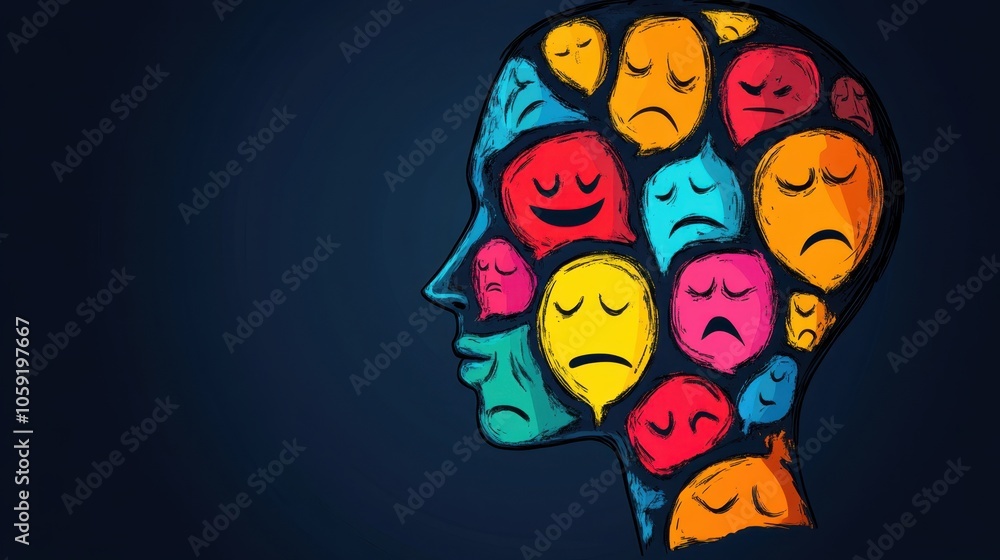 Colorful Emotions Inside a Human Silhouette Colorful Emotions Inside a Human Silhouette