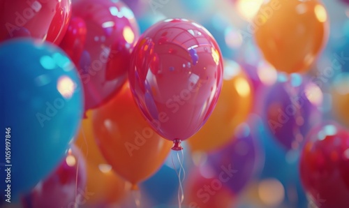 Colorful Balloons Floating in the Air During a Festive Celebration