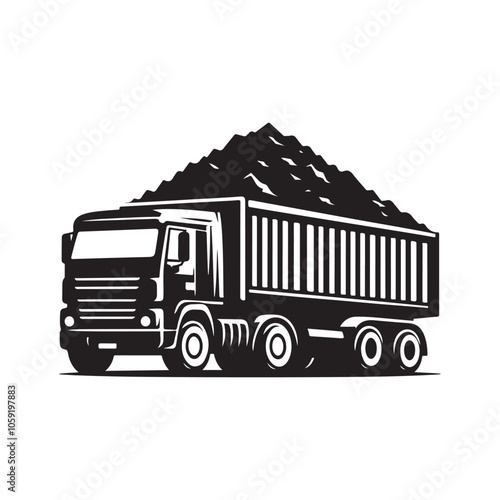 Truck silhouette vector, Vehicle Icons, Garbage truck silhouette vector illustration