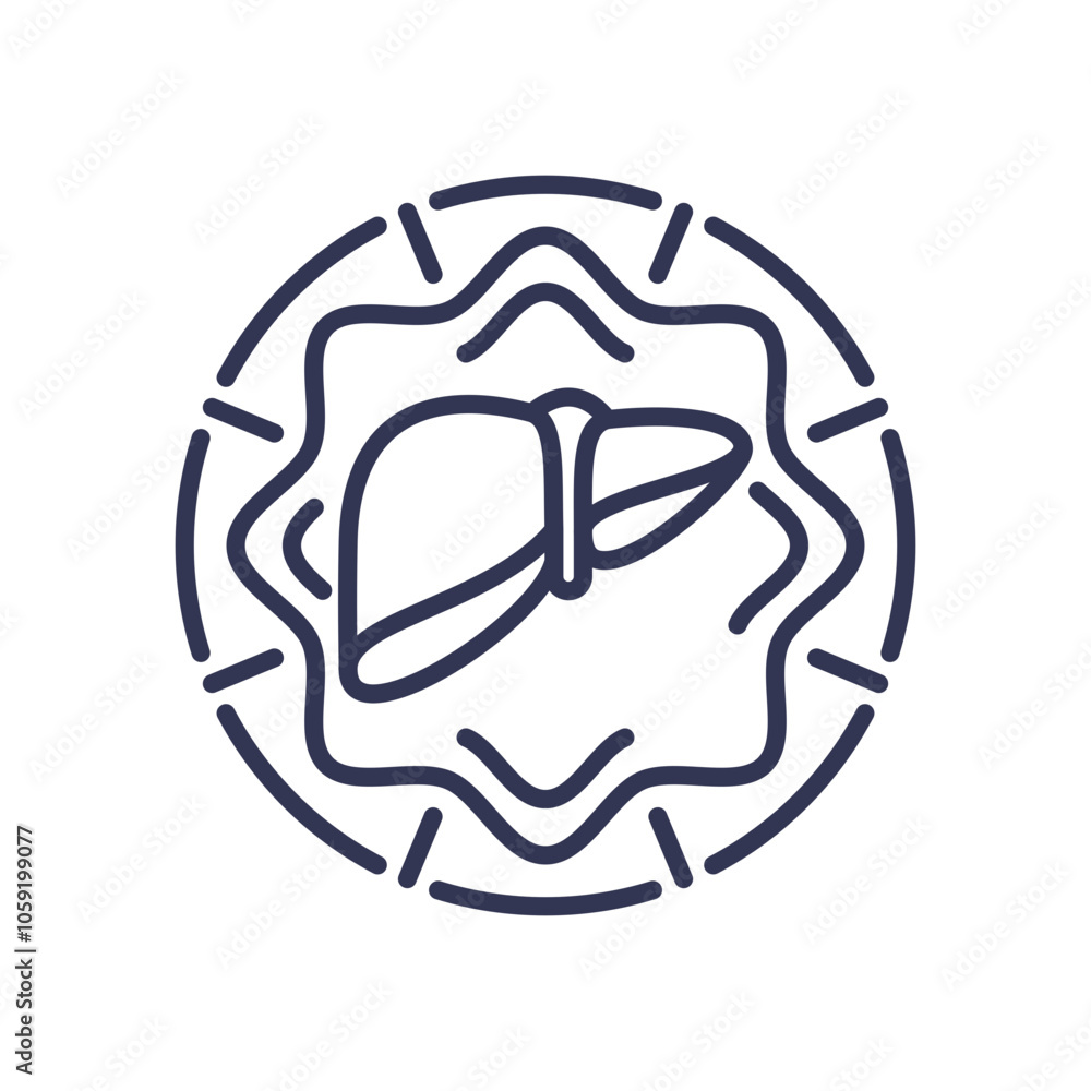 Liver icon symbolizing health and vitality. Liver icon symbolizing health and vitality.