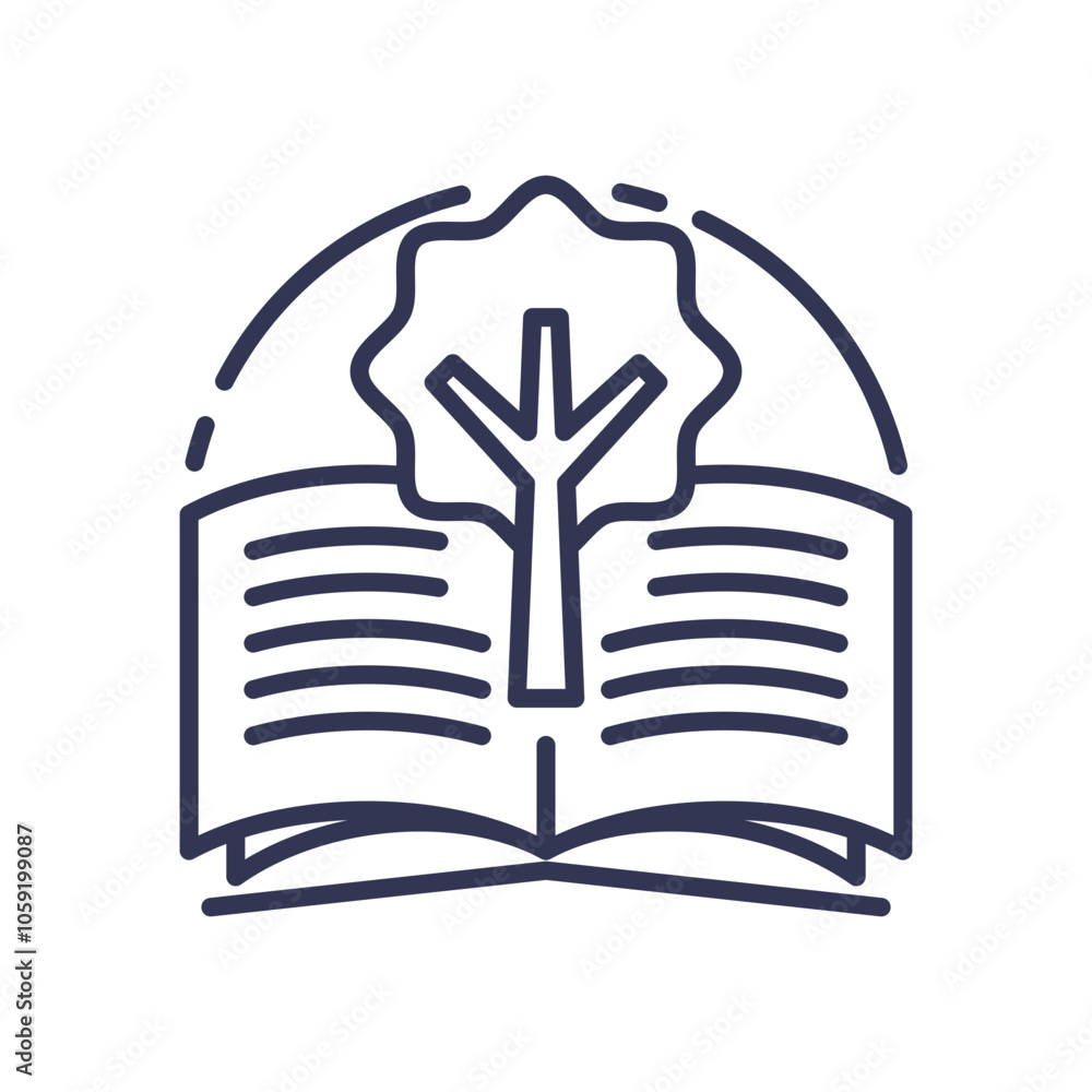 An open book with a tree symbolizes growth and wisdom. An open book with a tree symbolizes growth and wisdom.
