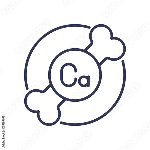 Calcium symbol with bone, representing bone health and calcium source.