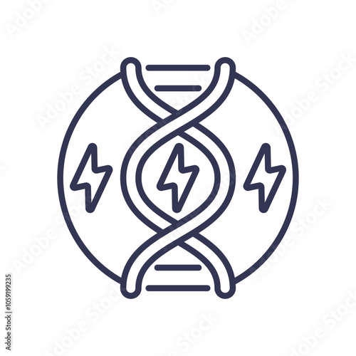 DNA helix with energy symbols, representing bioenergy and genetic energy research.