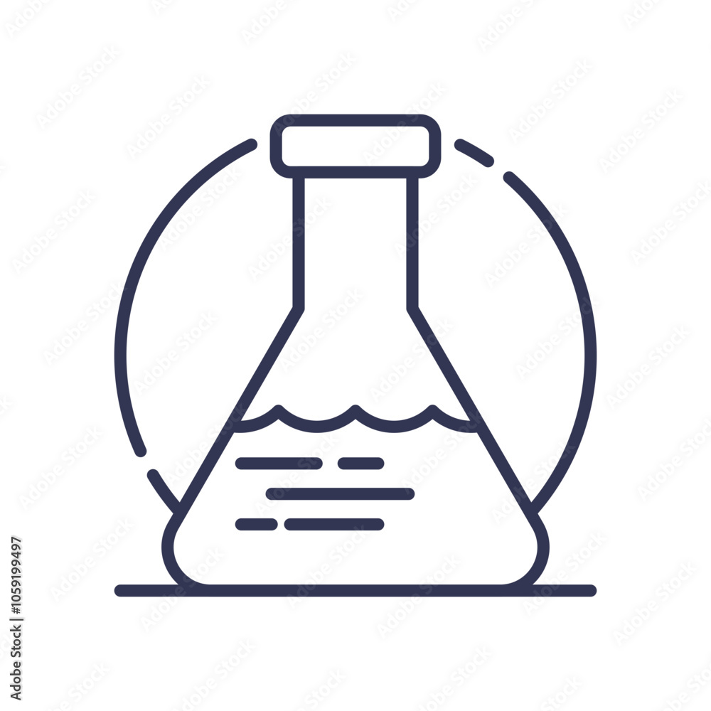 Line art of a laboratory flask symbolizing chemistry and experimentation. Line art of a laboratory flask symbolizing chemistry and experimentation.
