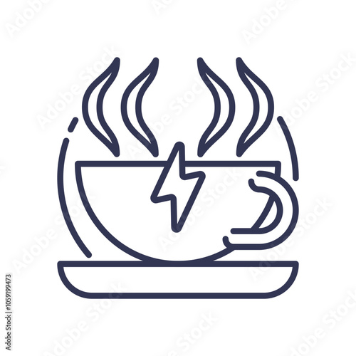 A steaming cup with a lightning bolt symbolizes energy and revitalization.