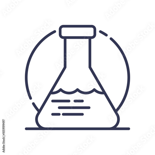 Line art of a laboratory flask symbolizing chemistry and experimentation.