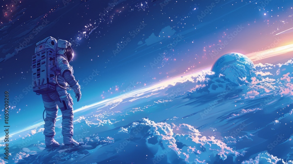 Astronaut Floating in Colorful Nebula Spacewalk Astronaut Floating in Colorful Nebula Spacewalk