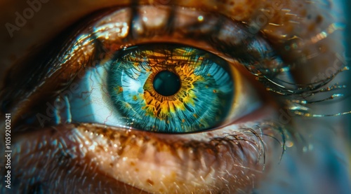 Close-Up Macro Photography of a Blue Eye With a Yellow Iris