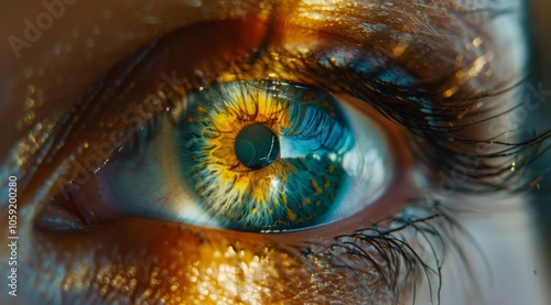 Close-Up Macro Photography of a Blue Eye With a Yellow Iris