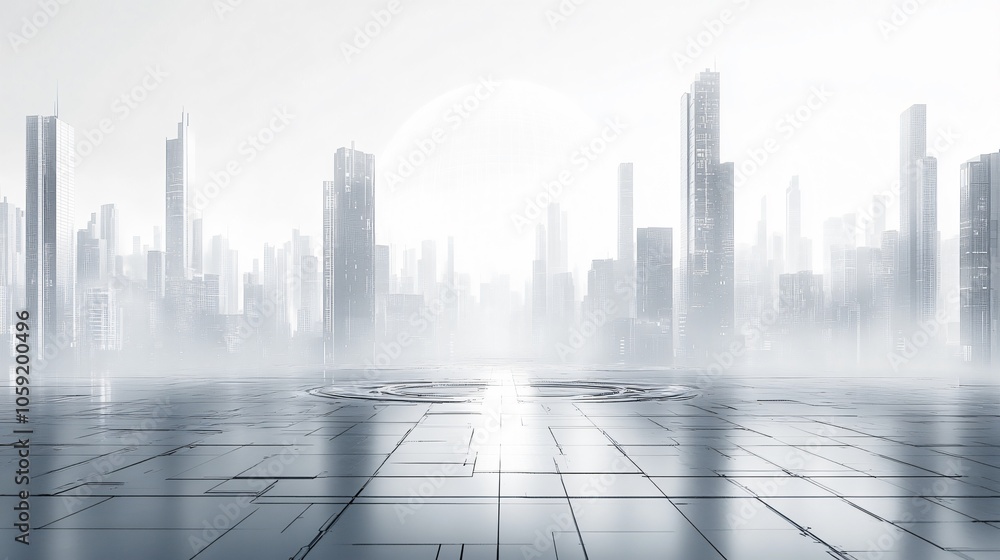Urban Illusion: Commercial CBD Skyline with Exhibition Platforms and E-Commerce Under a Bright Sun Urban Illusion: Commercial CBD Skyline with Exhibition Platforms and E-Commerce Under a Bright Sun