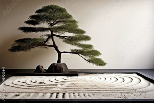 zen garden with rake patterns and treea minimalist zen garden sc photo