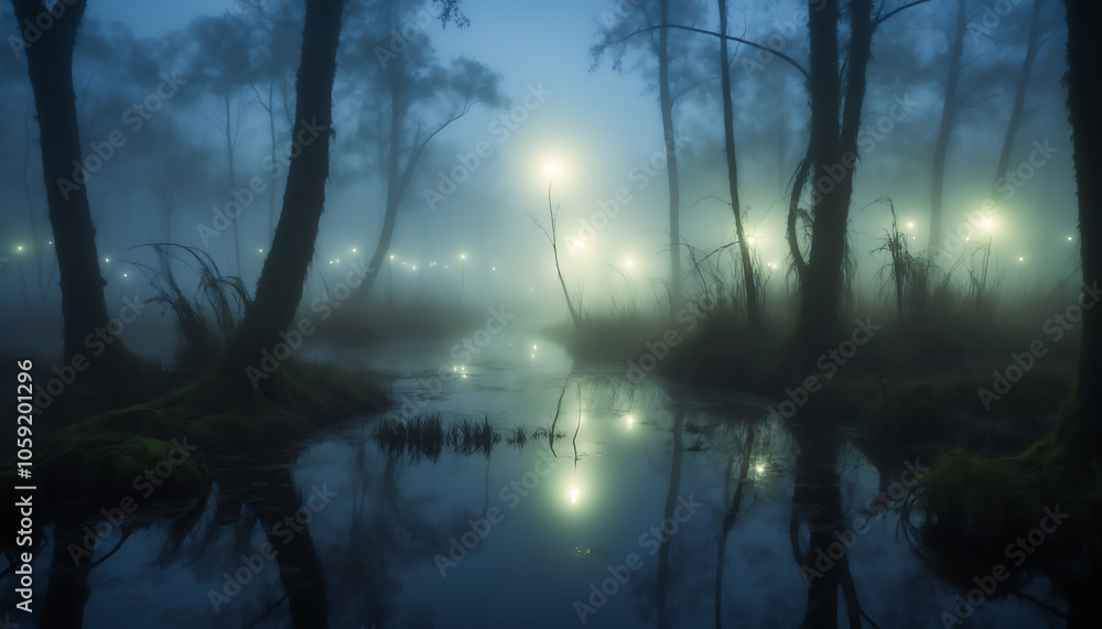 Mystical natural landscape on Halloween Mystical natural landscape on Halloween