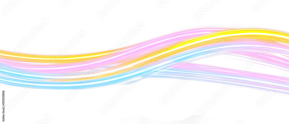 Colorful wave of light lines isolate on transparent background, cutout, png Colorful wave of light lines isolate on transparent background, cutout, png