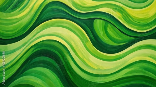 Bold green lines curving and intersecting in a natural flow.