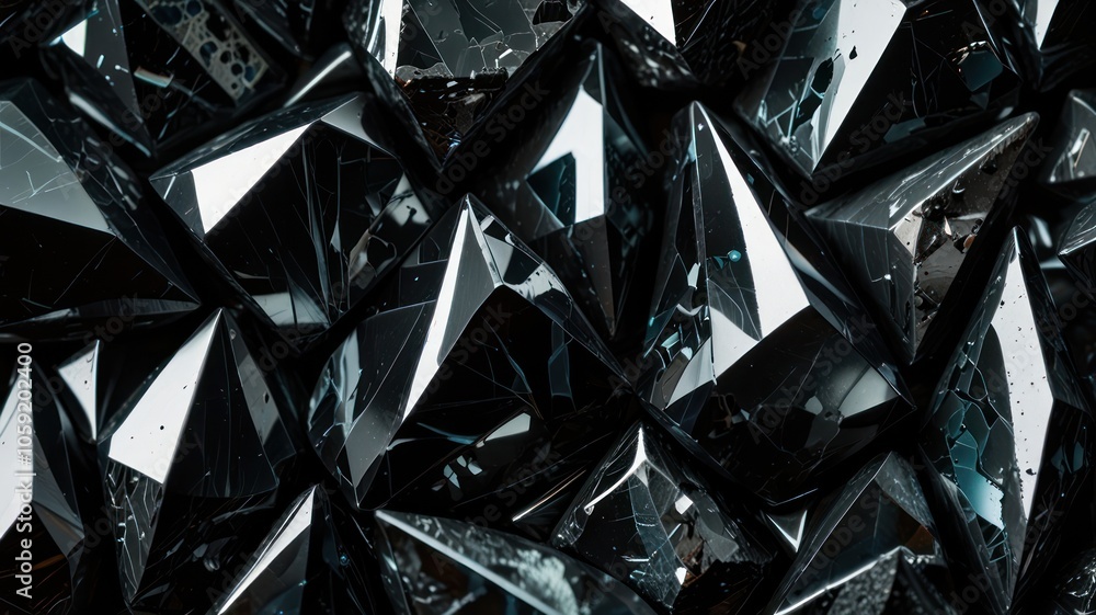 a cluster of obsidian crystals, their sharp edges and dark, reflective surfaces creating a dramatic and visually striking scene. a cluster of obsidian crystals, their sharp edges and dark, reflective surfaces creating a dramatic and visually striking scene.