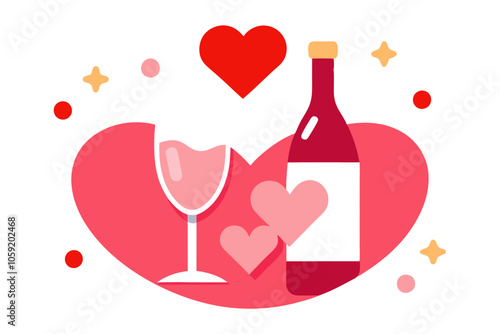 Valentine Champagne | isolated vector illustration on white background