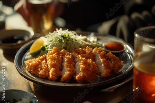 A look at katsu chicken on a plate photo