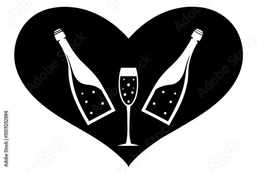 Valentine Champagne | isolated vector illustration on white background