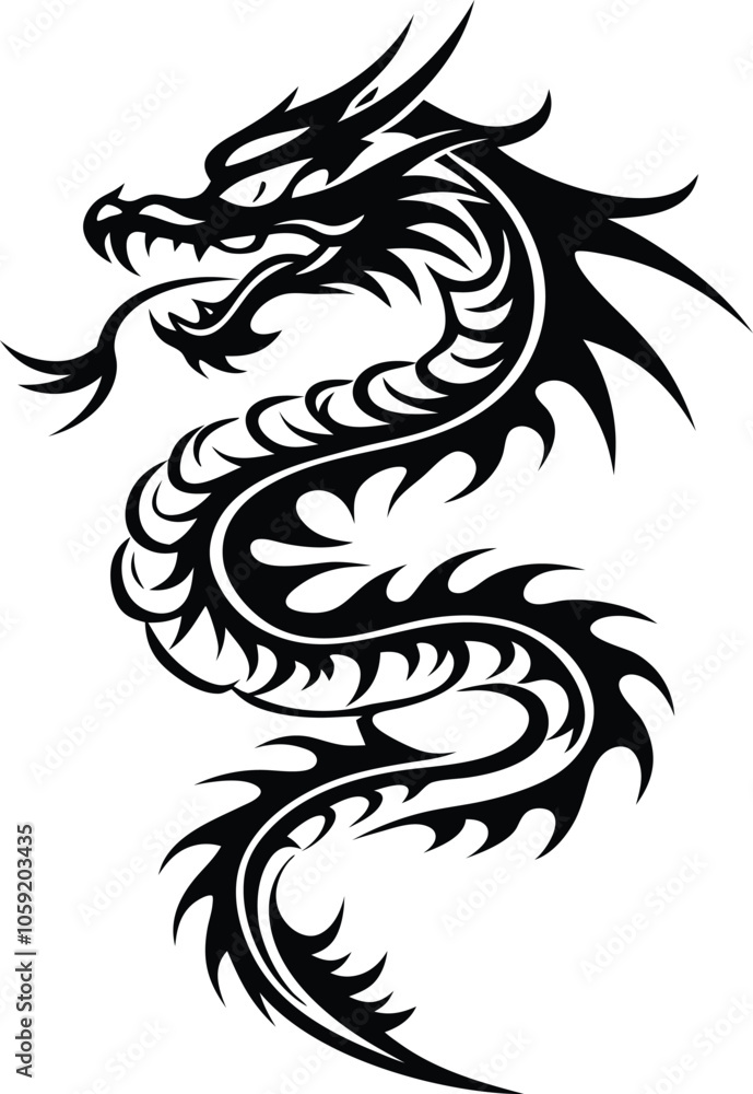 dragon tatoo vector illustration black and white dragon tatoo vector illustration black and white