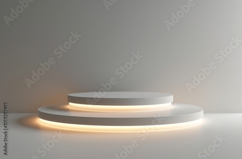 White Cylindrical Platform in a Modern Room With Sunlight