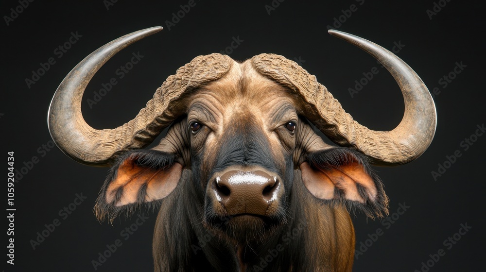 Naklejka premium Majestic African Buffalo with Curved Horns