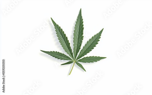 Marijuana leaf with flowing CBD oil, representing cannabis health products, natural medicine, and plant-based wellness solutions, isolated on white background