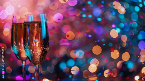 Colorful Confetti Falling Against A Dark Background