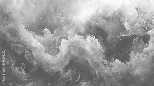 Abstract white and gray isolated cloud cumulus clouds. Gray aquarelle painted realistic fog or mist smoky textured canvas design. White and ash messy wall stucco texture background.