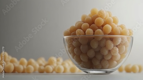 Closeup of a bowl of fresh peeled chickpeas, healthy and versatile ingredient for delicious meals photo