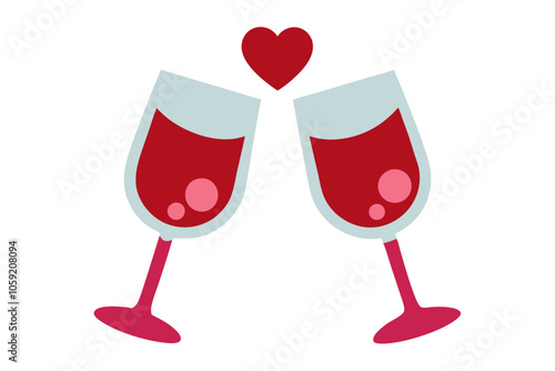 Valentine Wine Glasses | isolated vector illustration on white background