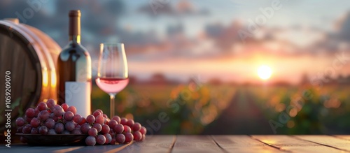 Wine and Grapes at Sunset