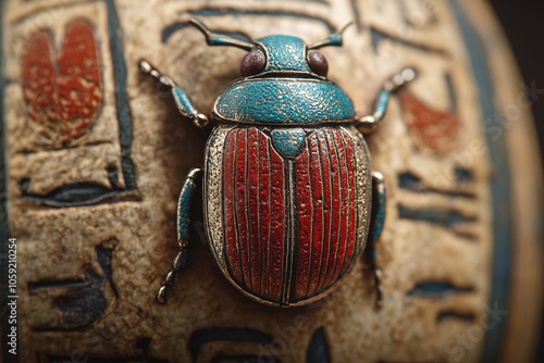 Egyptian scarab symbol on a royal seal. photo