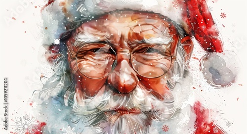 Santa Claus Portrait With Snowflakes