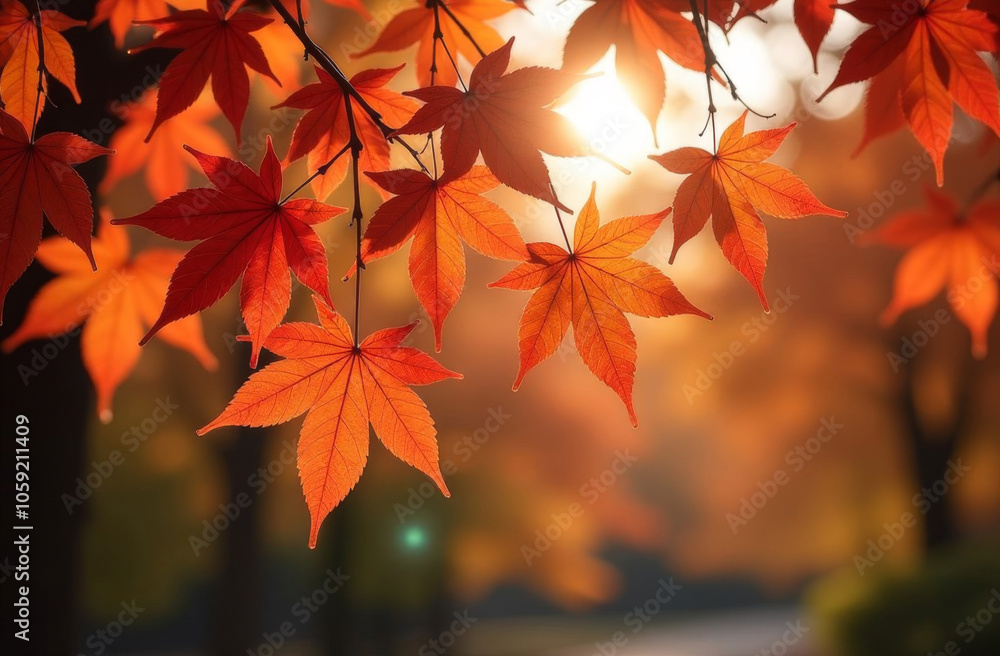 Beautiful autumn park with maples. The sun shines through the leaves. Beautiful autumn park with maples. The sun shines through the leaves.