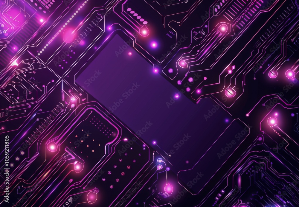 Abstract Closeup of Glowing Pink Circuit Board Abstract Closeup of Glowing Pink Circuit Board