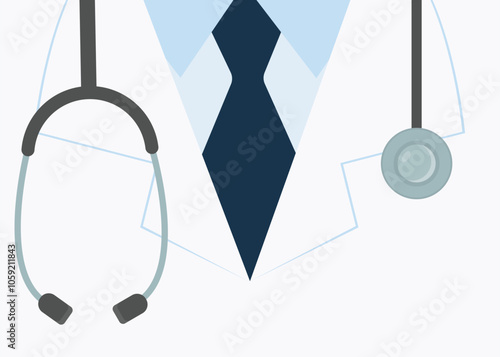 Doctor in a white coat with stethoscope. Flat vector medical illustration.